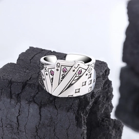 Wholesale Straight Flush Playing Cards Copper Rings