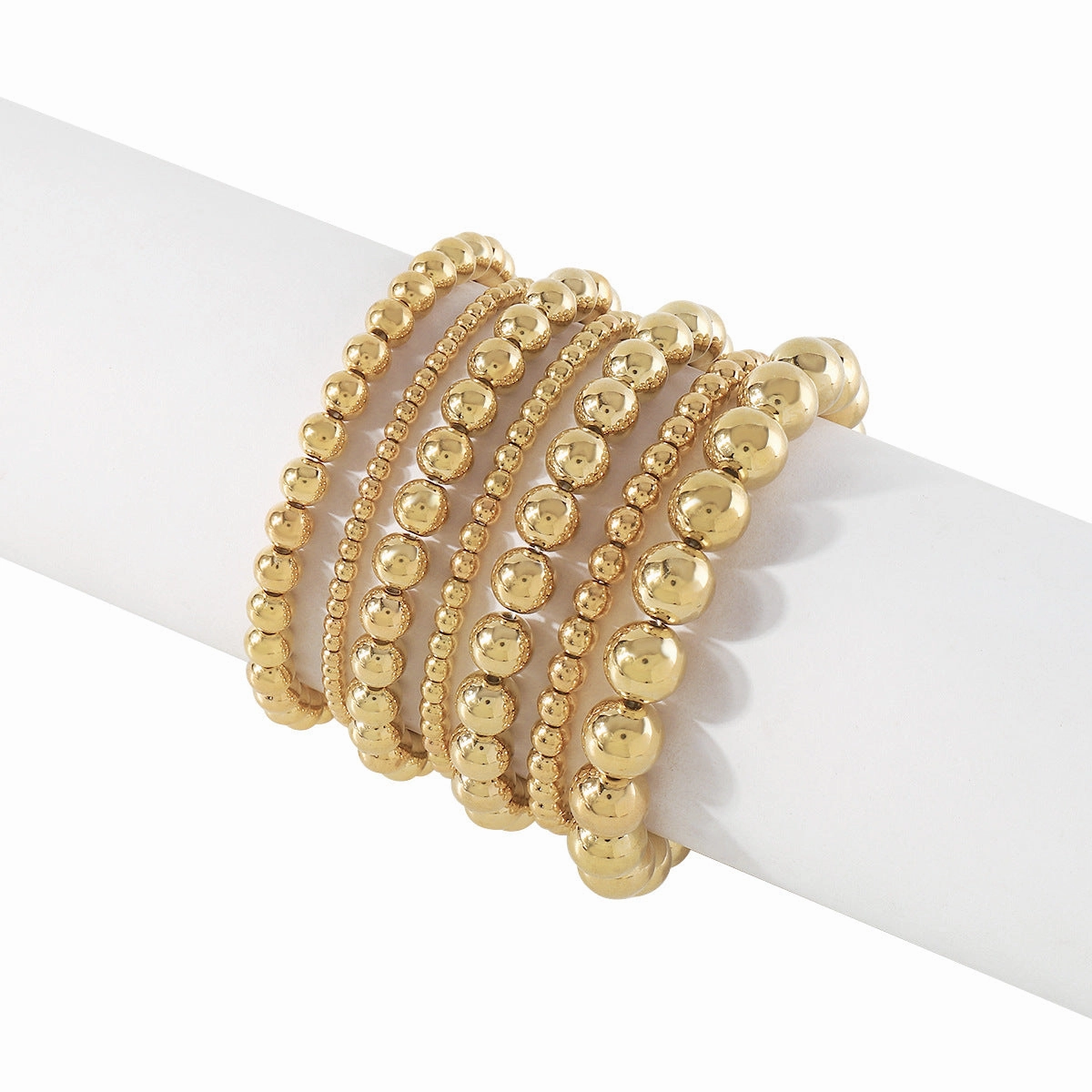 Wholesale Stretch Handmade Beaded CCB Large Small Gold Beads Stack Wearing Bracelet
