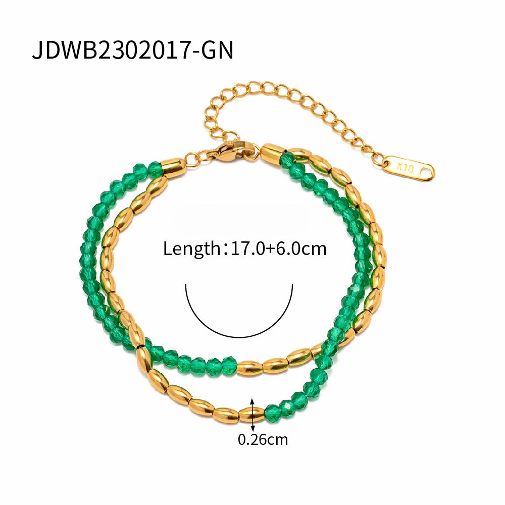 Wholesale Summer Titanium Steel Color Beaded Necklace