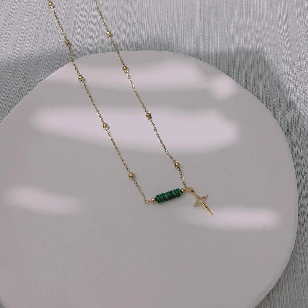Wholesale Sun Cobra Natural Stone Titanium Steel Necklace Clavicle Chain