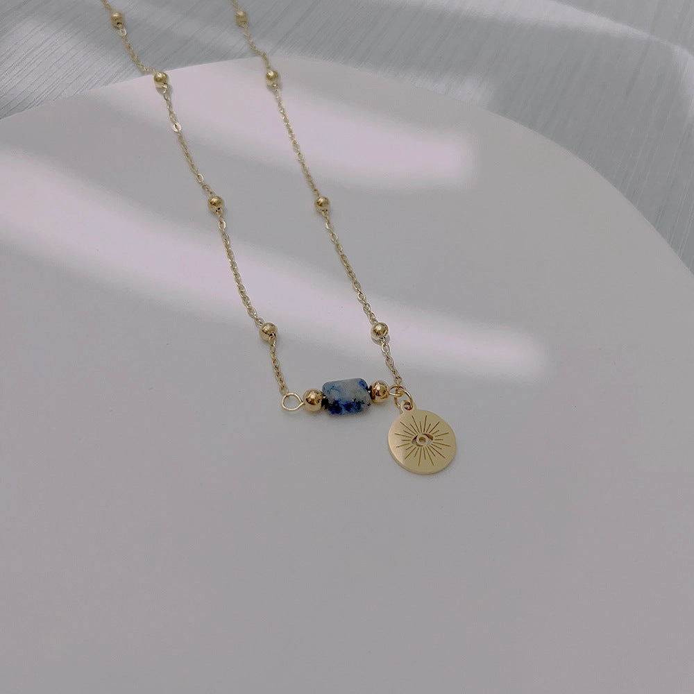 Wholesale Sun Cobra Natural Stone Titanium Steel Necklace Clavicle Chain