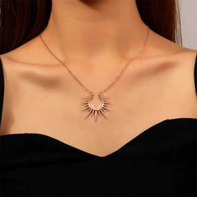 Wholesale Sun Flower Pendant Metal Open Alloy Necklaces
