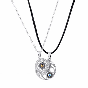 Wholesale Sun Moon Couple Projection Magnetic Pendant Copper Necklaces