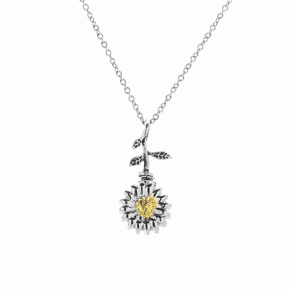 Wholesale Sunflower Flower Pendant Openable Clavicle Necklaces