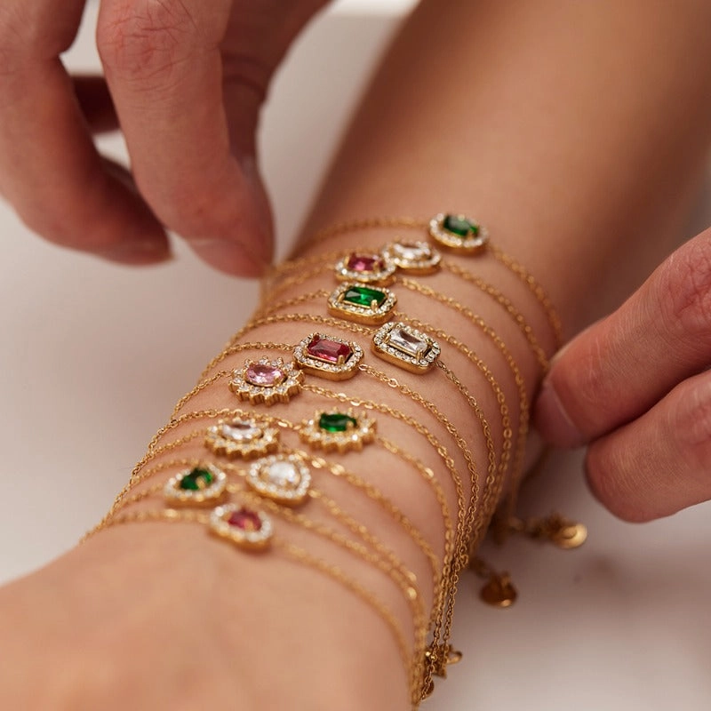 Wholesale Sunflower Stainless Steel Bracelet Love Zircon Geometric Bracelet