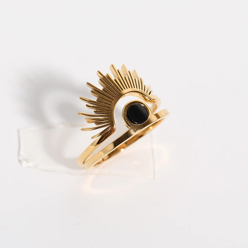 Wholesale Sunflower Titanium Steel Gold Plated Ring