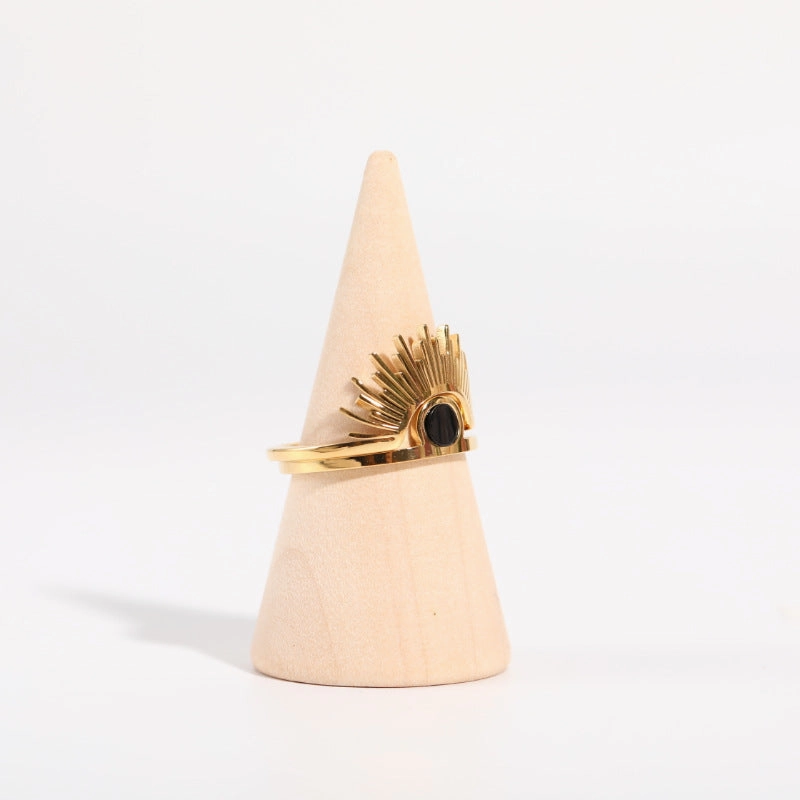 Wholesale Sunflower Titanium Steel Gold Plated Ring