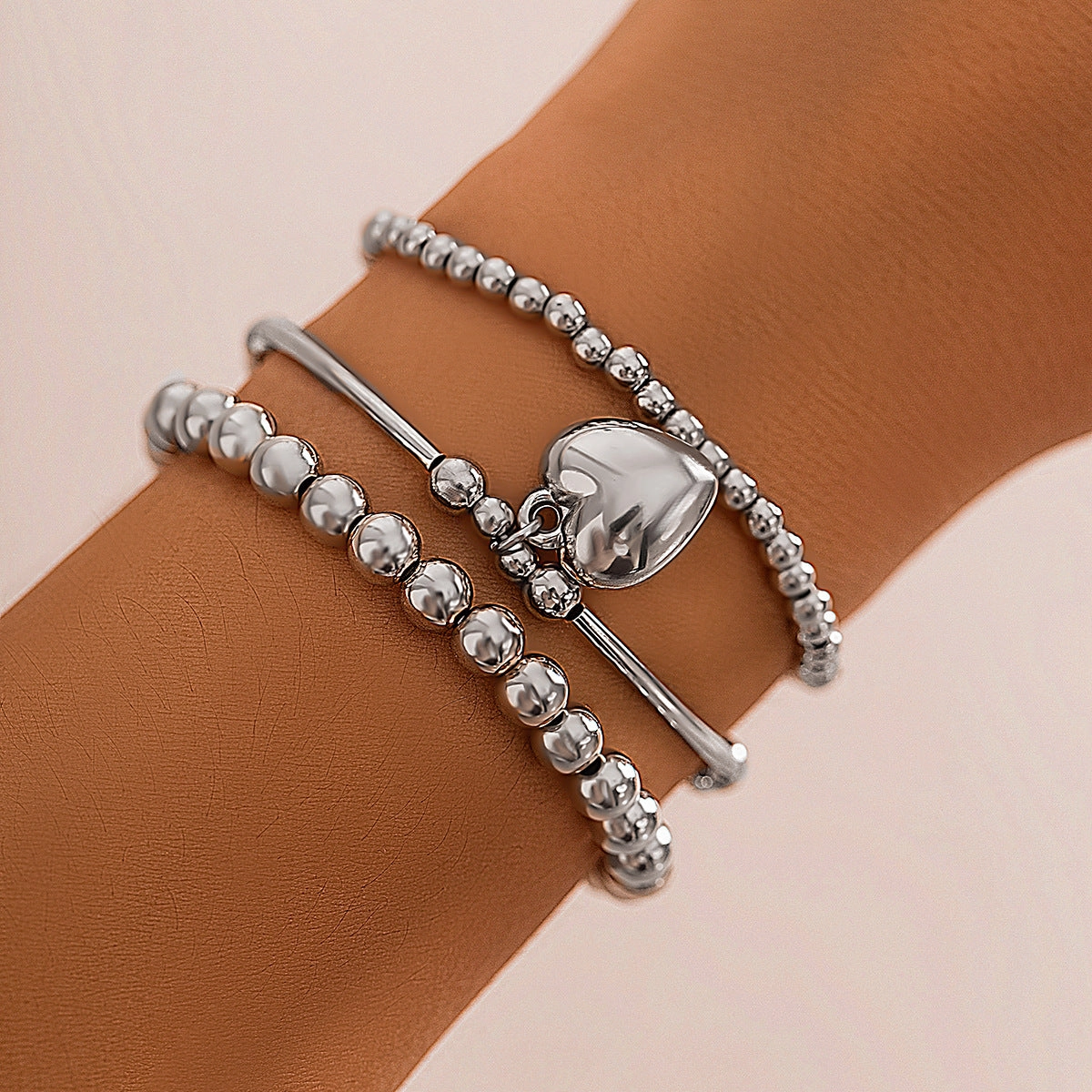 Wholesale Sweet Cool Beaded Love Alloy Bracelet Set