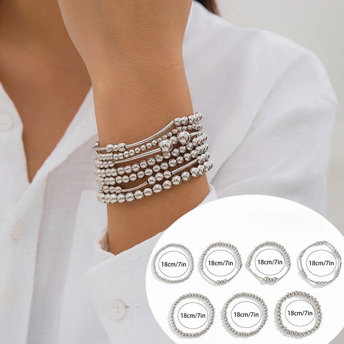 Wholesale Sweet Cool Beaded Love Alloy Bracelet Set