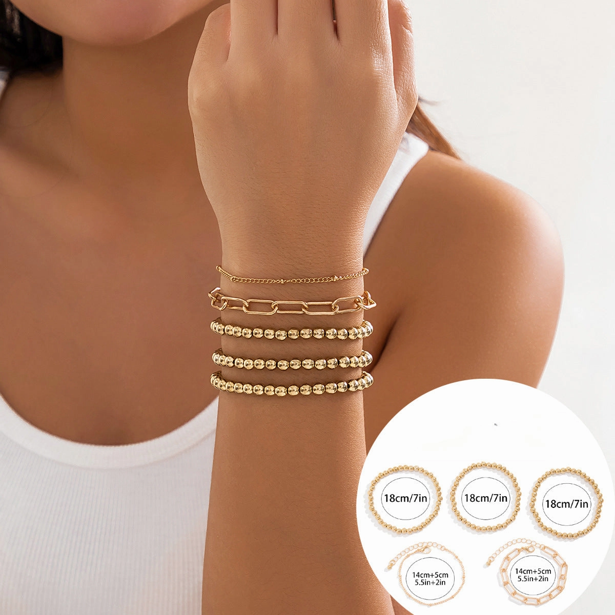 Wholesale Sweet Cool Beaded Love Alloy Bracelet Set