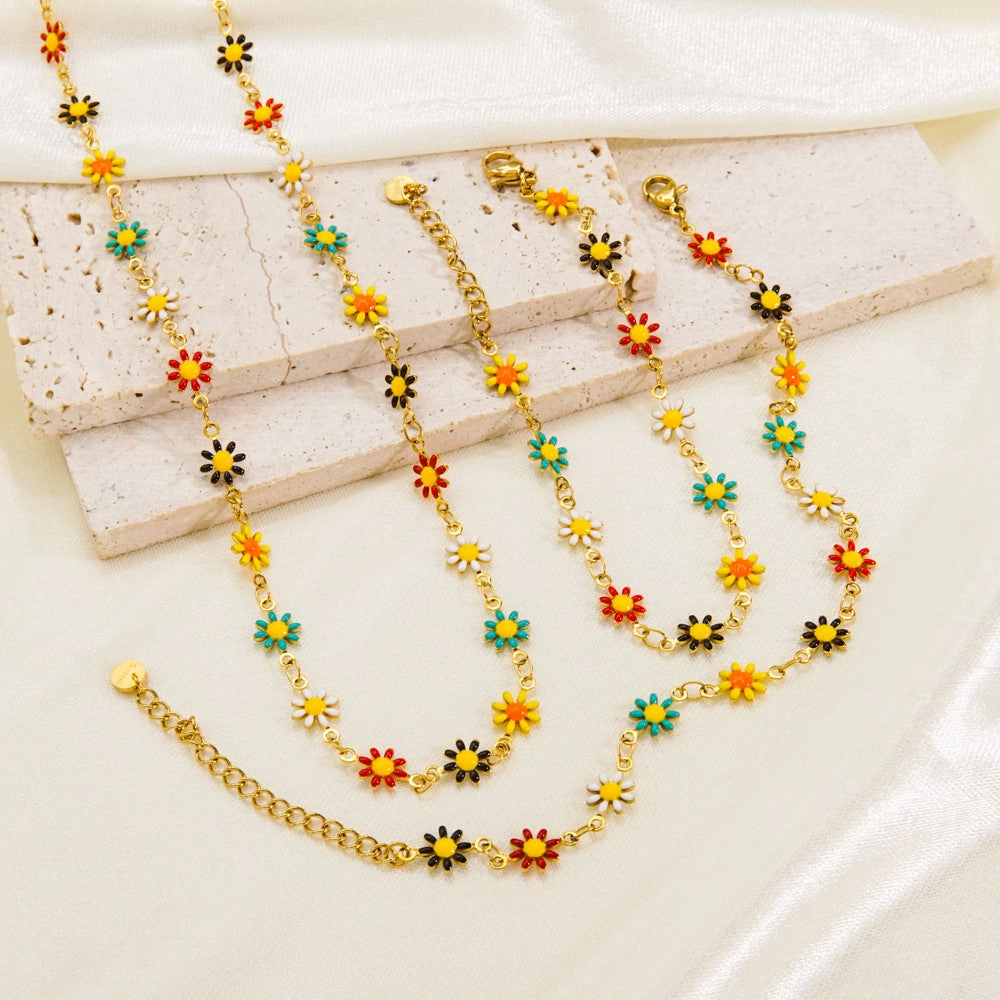 Wholesale Sweet Little Daisy Stainless Steel Necklaces