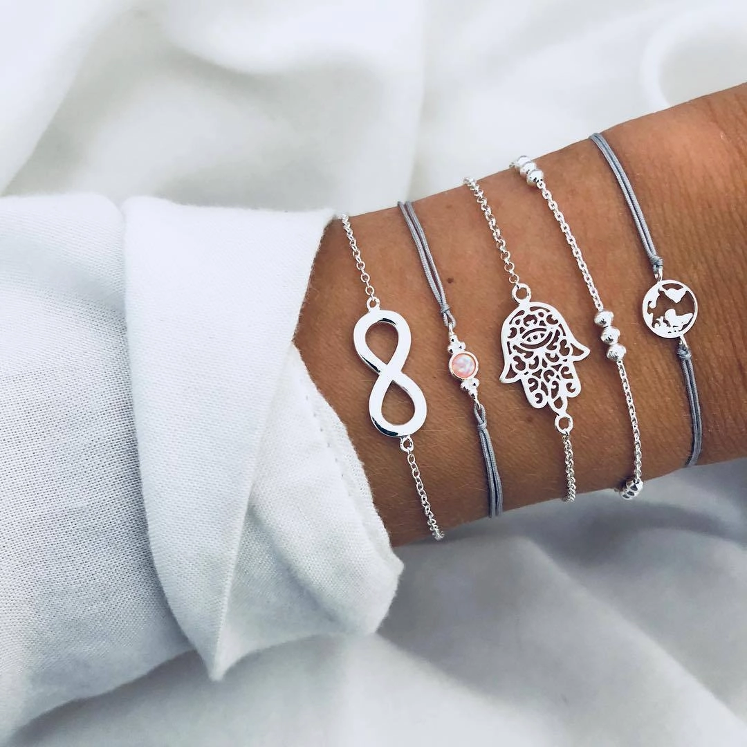 Wholesale Tassel Alphabet Beaded Turtle Woven Alloy Bracelet