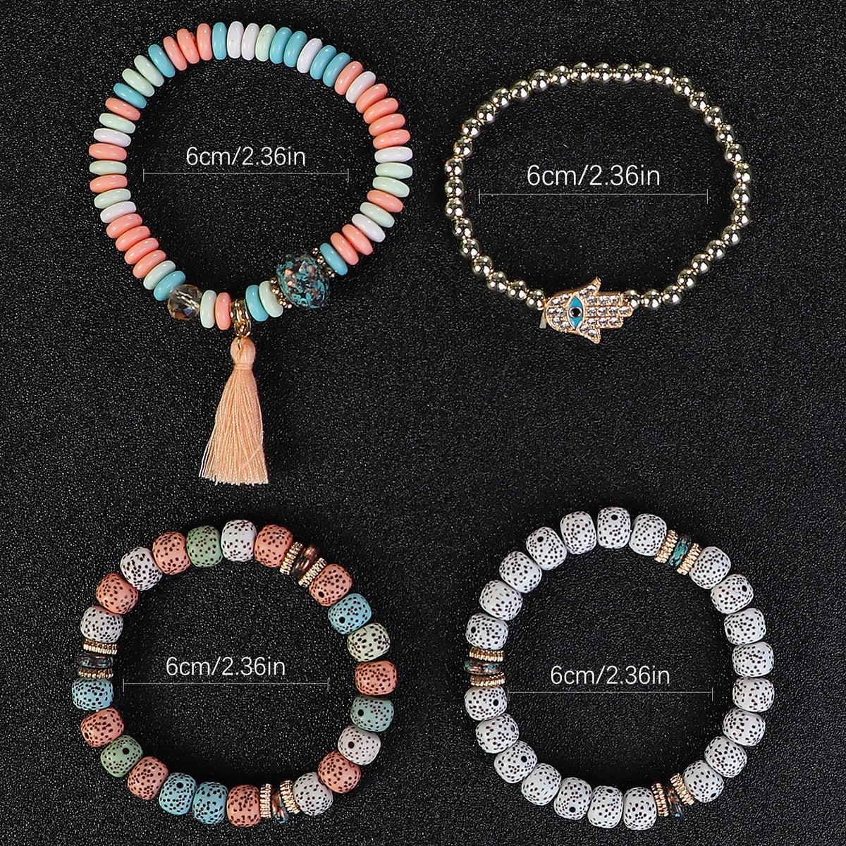 Wholesale Tassel Demon Palm Pendant Multi Layered Pendant Glass Elastic Bracelet