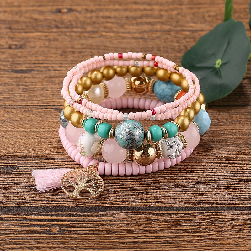 Wholesale Tassel Tree of Life Pendant Beaded Bracelet