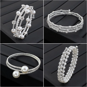 Wholesale Temperament Pearl and Rhinestone Multi-layer Bracelet