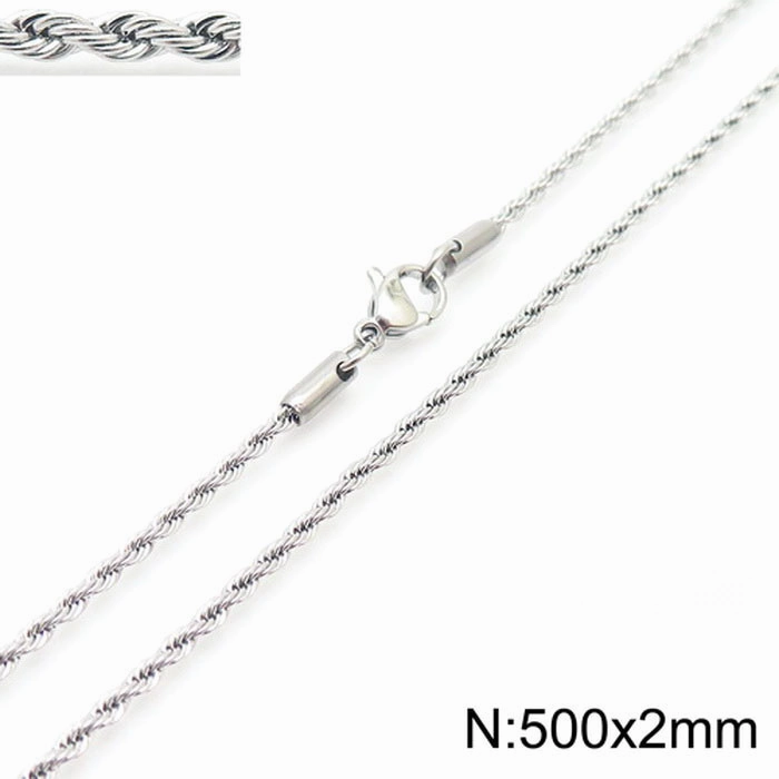 Wholesale Thick and Thin Steel Color Men and Women Titanium Steel Twist Chain Necklaces