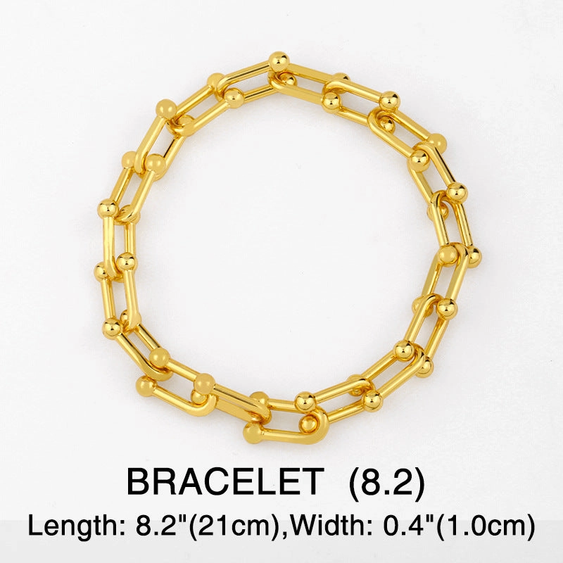Wholesale Thick Chain Gold U-Lock Necklaces