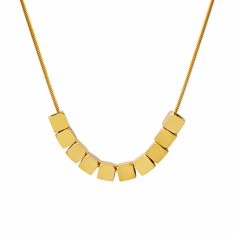Wholesale Titanium Steel 18k Gold Plated Geometric Square Necklace