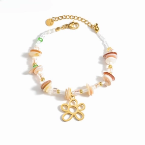Wholesale Titanium Steel 18K Gold Plated Gravel Flower Bracelet