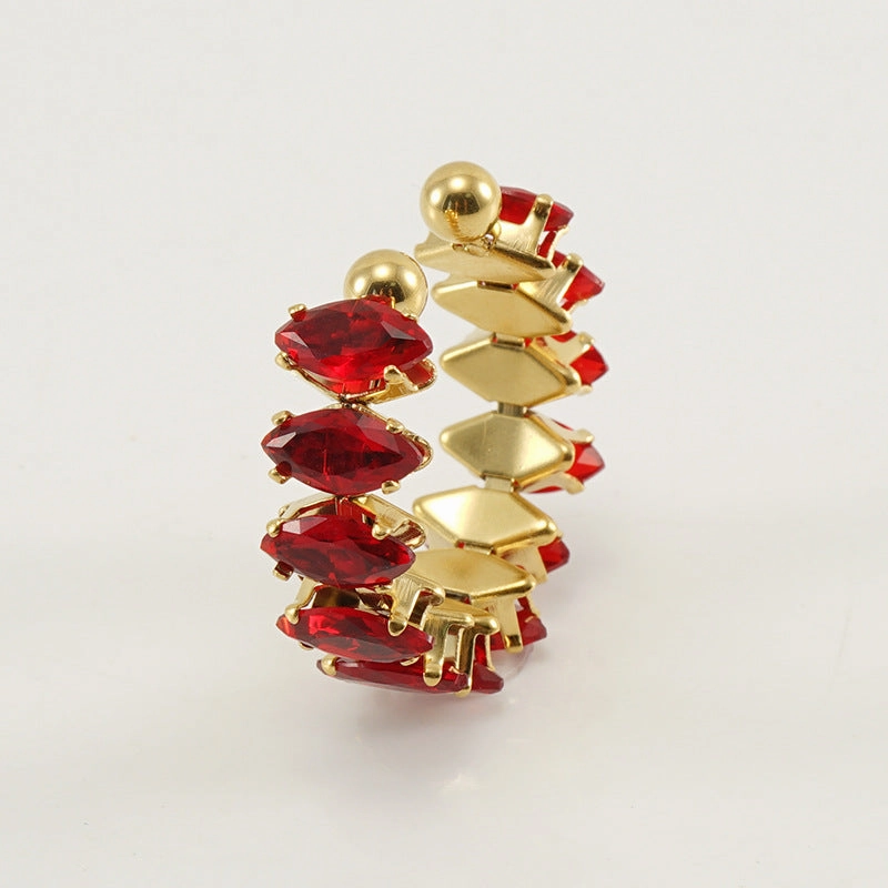 Wholesale Titanium Steel 18K Gold Plated Open Adjustable Geometric Ring