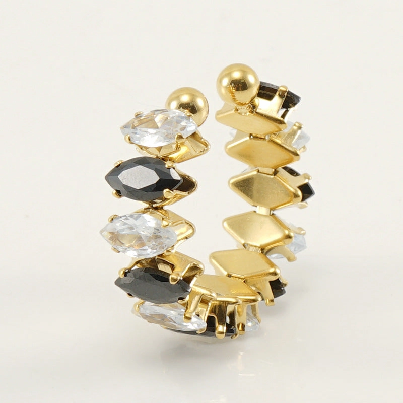 Wholesale Titanium Steel 18K Gold Plated Open Adjustable Geometric Ring