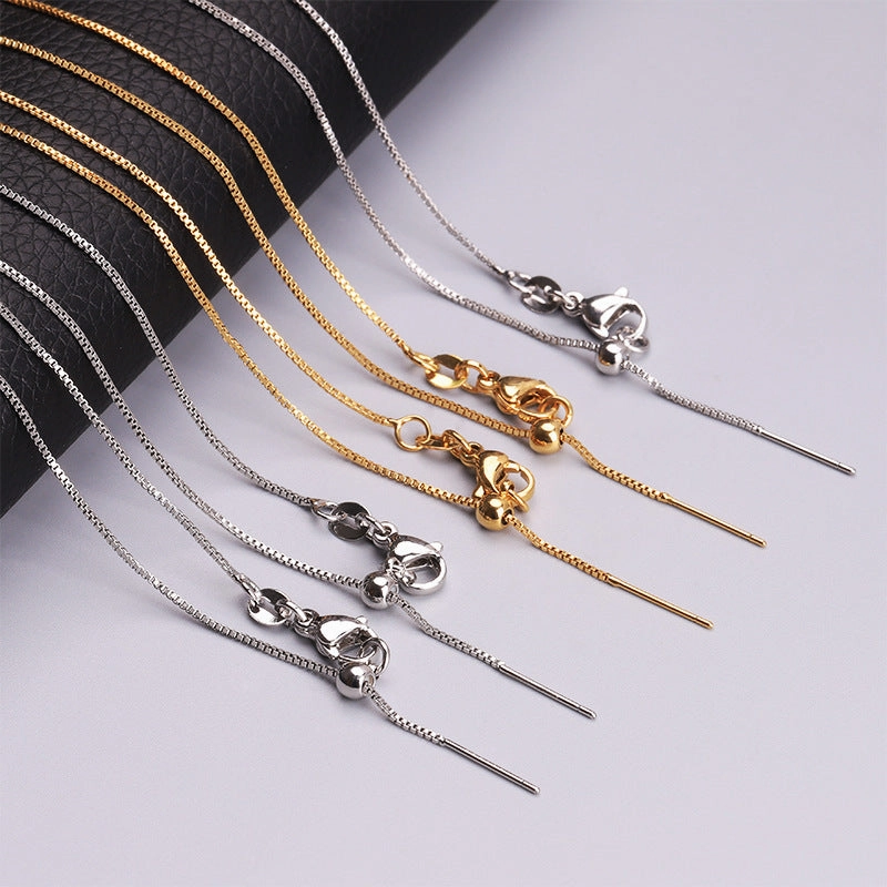 Wholesale Titanium Steel 18k Gold Vacuum Color Preserved Gold Needle Adjustable Necklaces