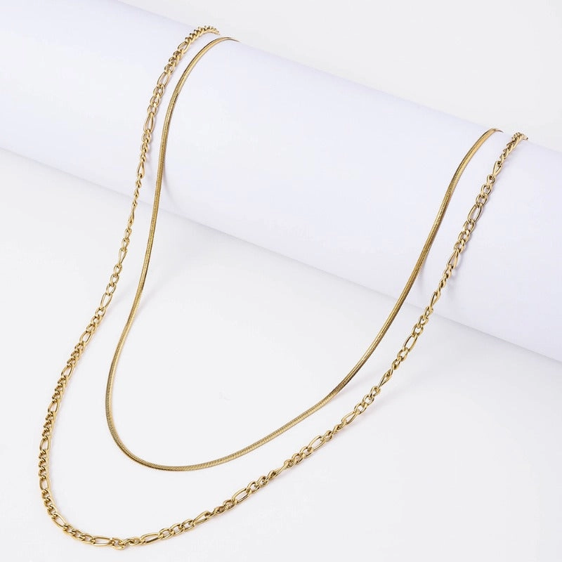 Wholesale Titanium Steel 18K True Gold Stainless Steel Push Chain Fee Necklaces