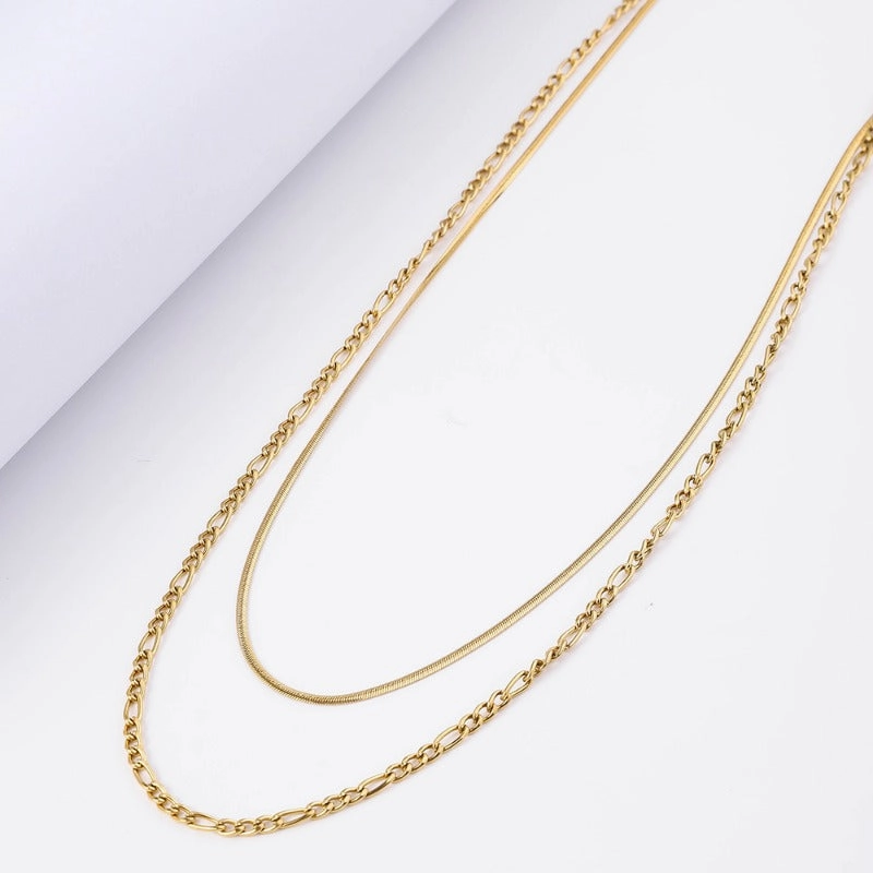 Wholesale Titanium Steel 18K True Gold Stainless Steel Push Chain Fee Necklaces