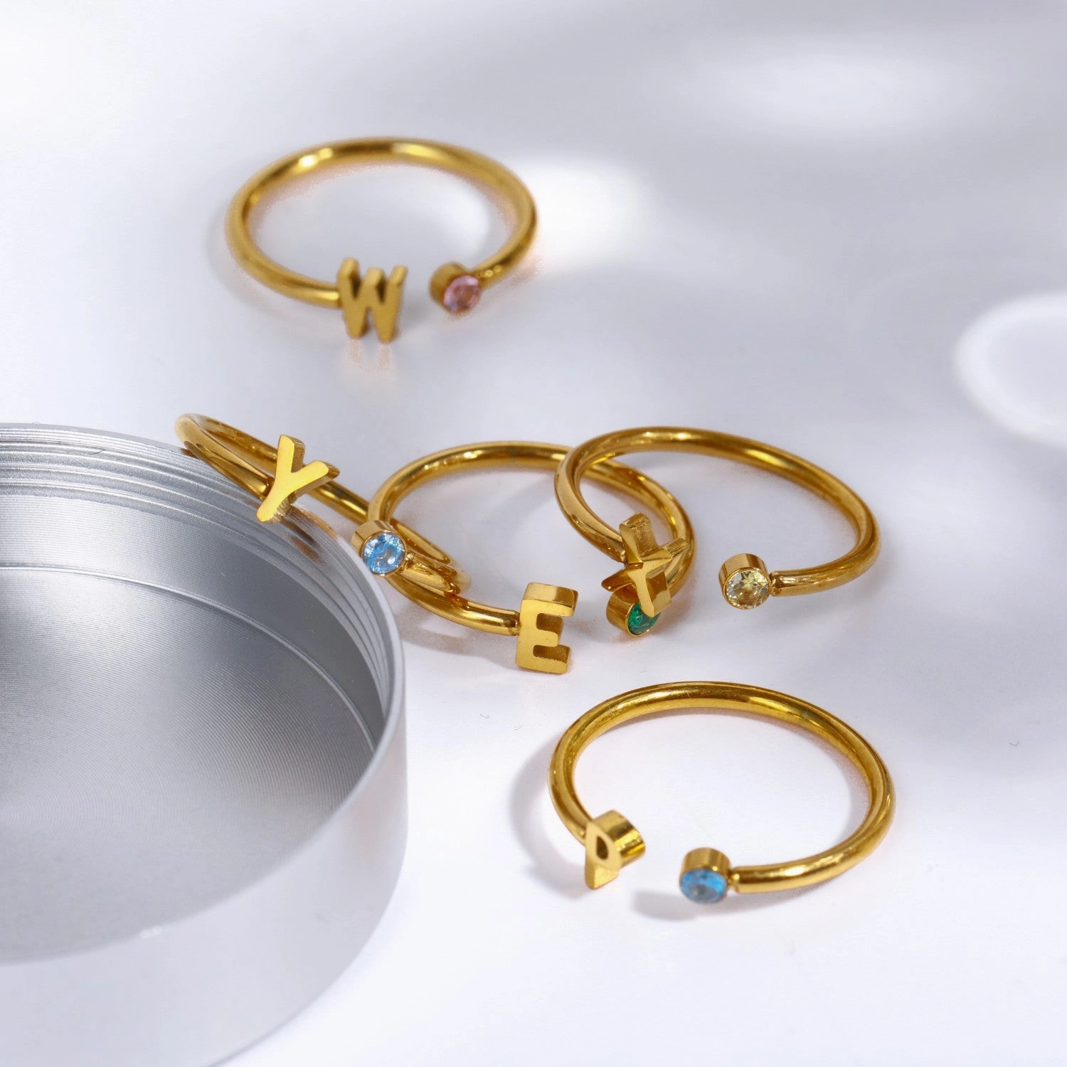 Wholesale Titanium Steel 26 Letter Open Ring