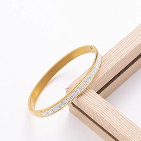Wholesale Titanium Steel Buckle Diamond Open Bracelet