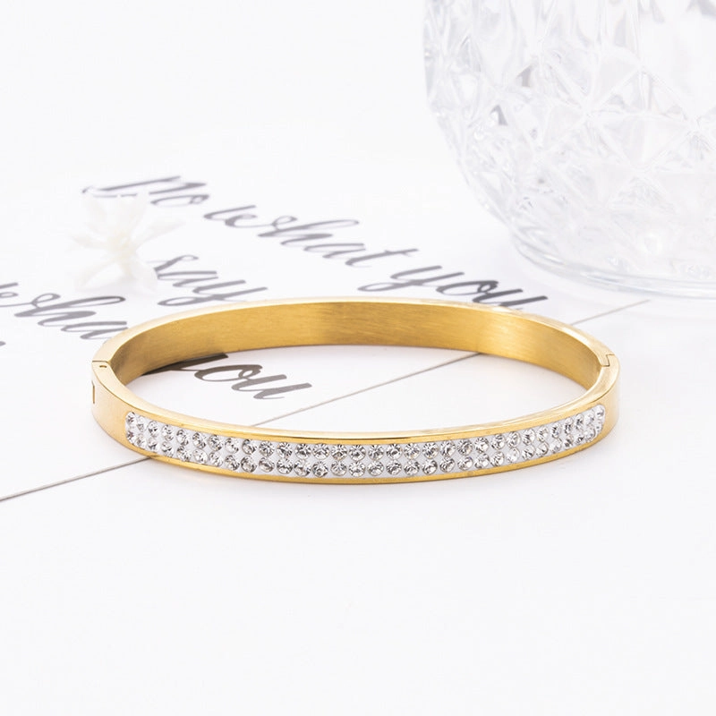 Wholesale Titanium Steel Buckle Diamond Open Bracelet