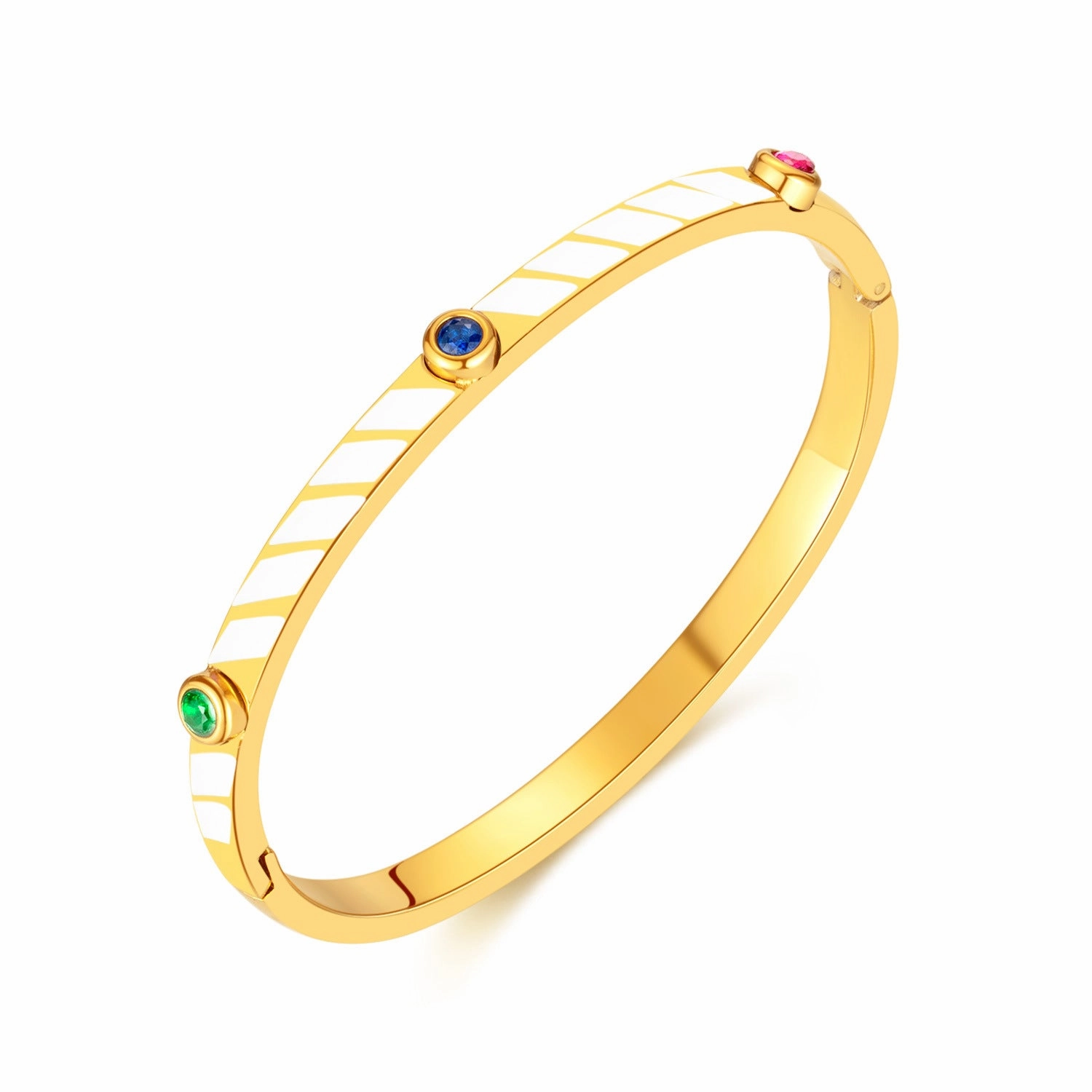 Wholesale Titanium Steel Candy Color Stripes Inlaid Zircon Stainless Steel Bracelet