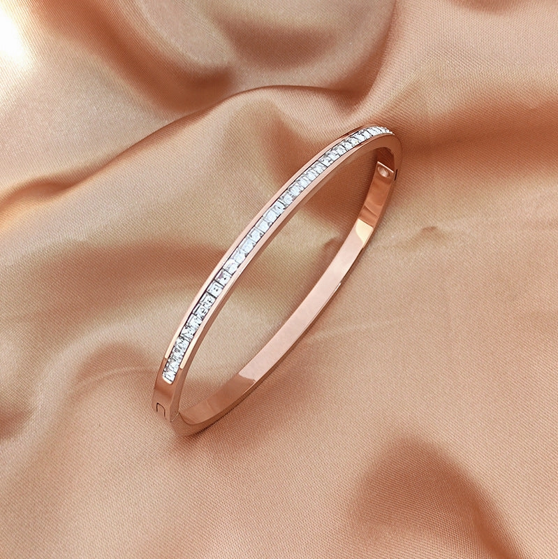 Wholesale Titanium Steel Colorless Full Diamond Bracelets