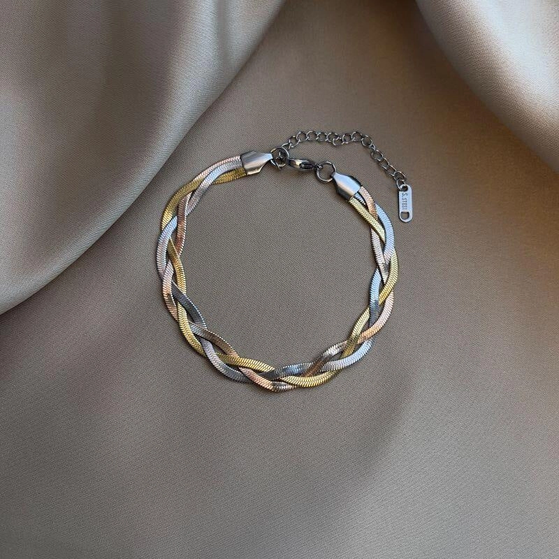 Wholesale Titanium Steel Creative Braided Twist Snake Bone Chain Bracelet