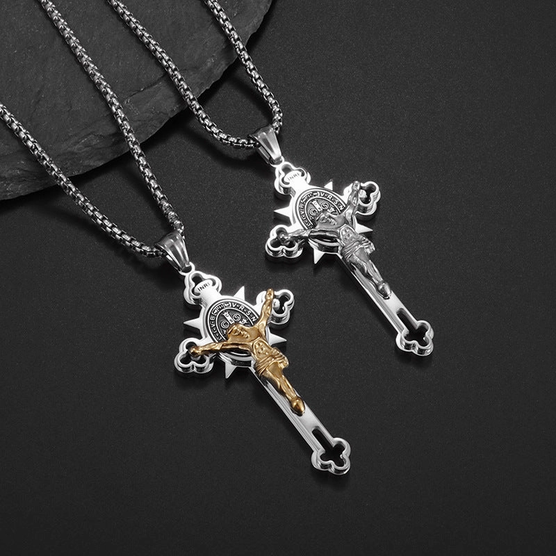 Wholesale Titanium Steel Cross Men's Stainless Steel Necklace
