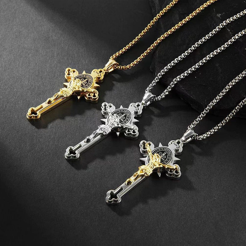Wholesale Titanium Steel Cross Men's Stainless Steel Necklace
