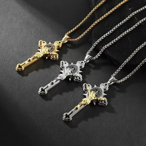 Wholesale Titanium Steel Cross Men's Stainless Steel Necklace