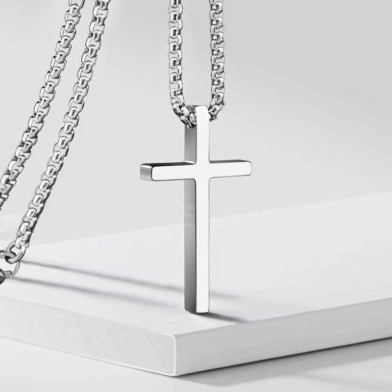 Wholesale Titanium Steel Cross Necklace Pendant Sweater Chain