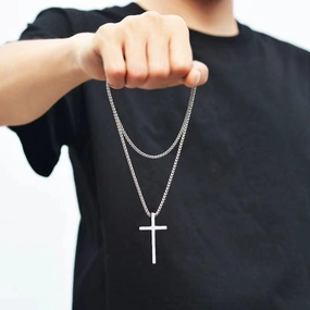 Wholesale Titanium Steel Cross Necklace Pendant Sweater Chain