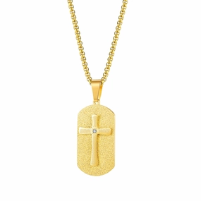 Wholesale Titanium Steel Cross Tag Necklace