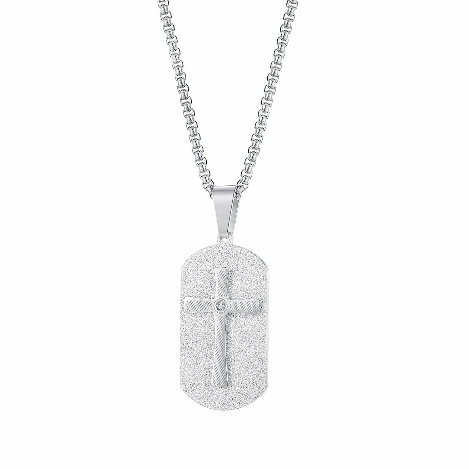 Wholesale Titanium Steel Cross Tag Necklace