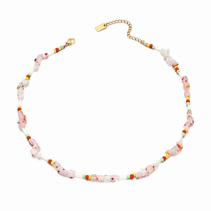 Wholesale Titanium Steel Crystal Beads Necklaces