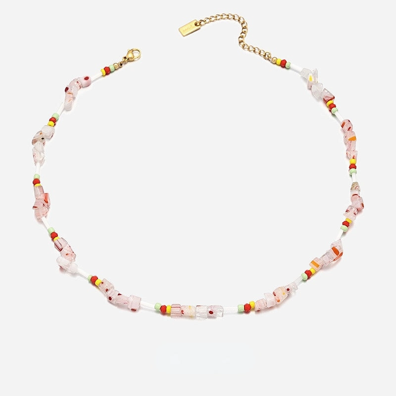 Wholesale Titanium Steel Crystal Beads Necklaces