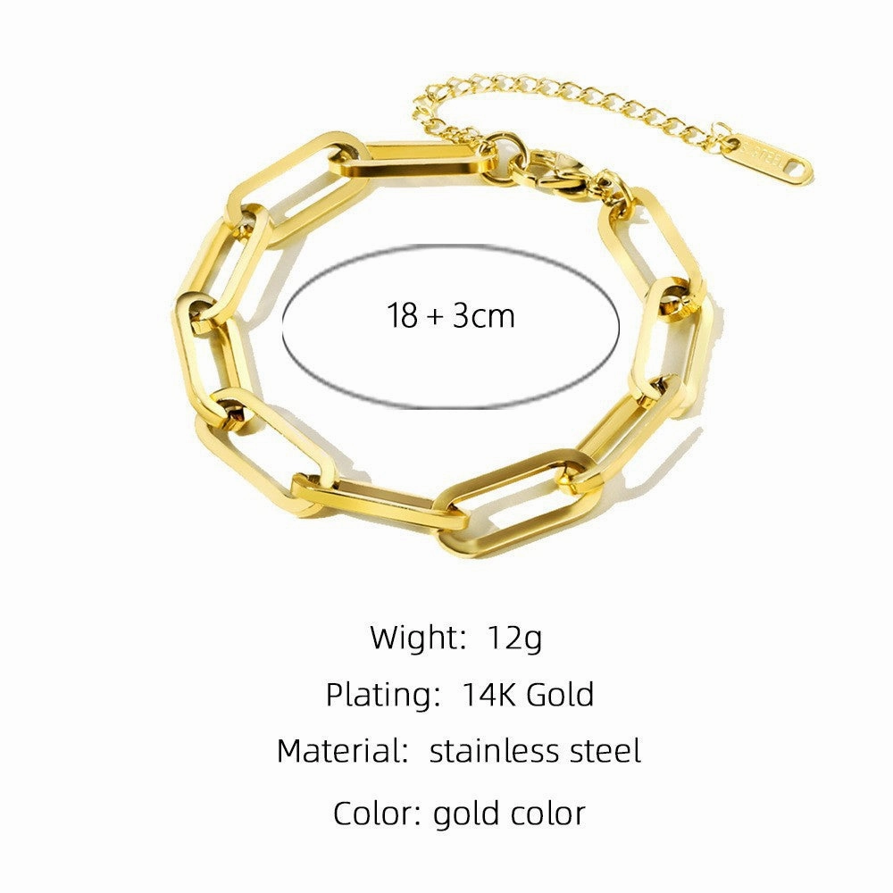Wholesale Titanium Steel Cuban Real Gold 18K Electroplated Vintage Bracelet