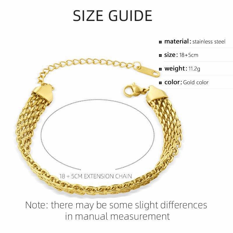 Wholesale Titanium Steel Cuban Real Gold 18K Electroplated Vintage Bracelet