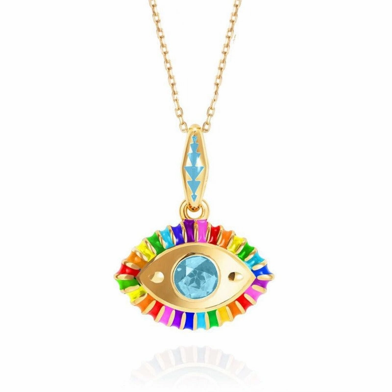 Wholesale Titanium Steel Diamond Devil's Eye Necklace