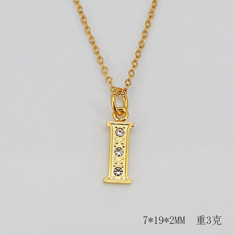 Wholesale Titanium Steel Diamond Letter Necklace Clavicle Chain