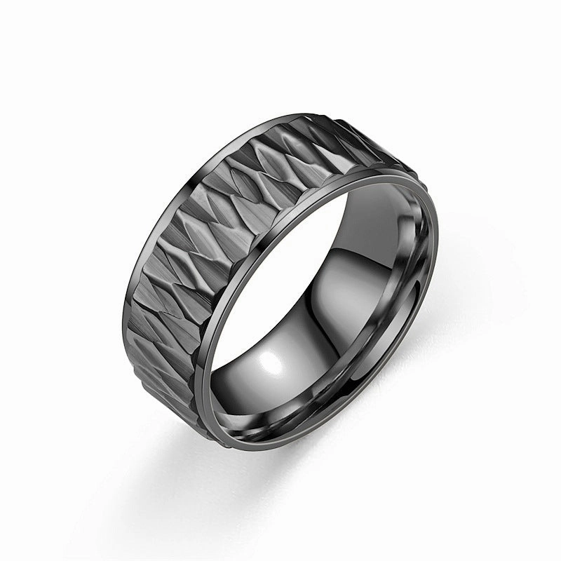 Wholesale Titanium Steel Diamond Patterned Rings