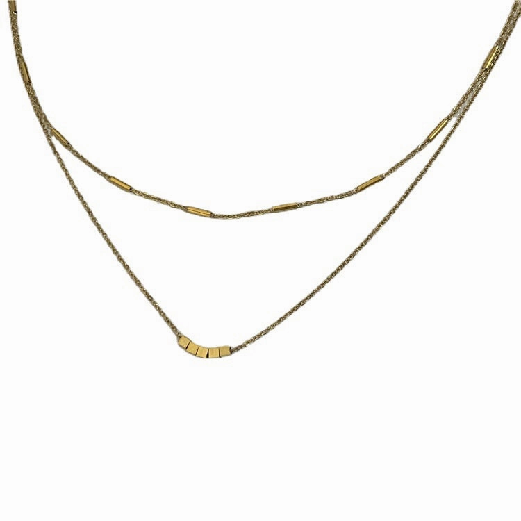Wholesale Titanium Steel Double Layer Clavicle Necklaces