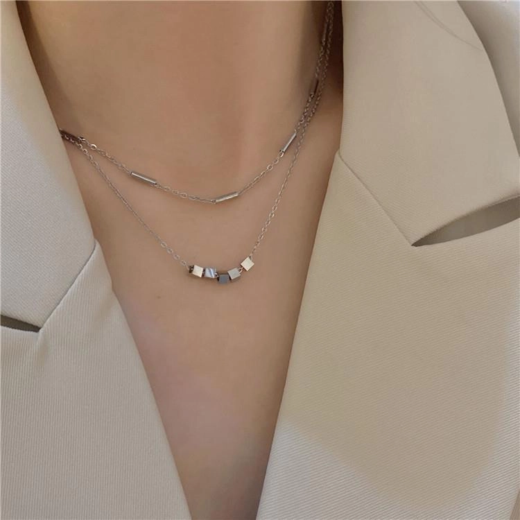 Wholesale Titanium Steel Double Layer Clavicle Necklaces